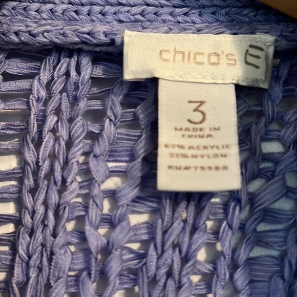 Chico’s Sweater Size 3 US XL open weave Cardigan Sweater - Picture 4 of 7